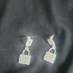 Elegant Silver Lock Earrings